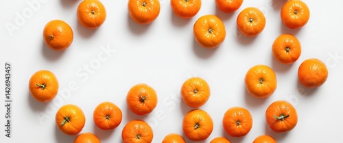 Obraz na płótnie Fresh mandarin fruits on white. Top view flat lay w salonie