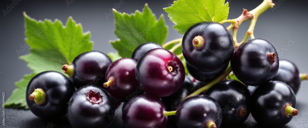 Fresh black currant on dark background.