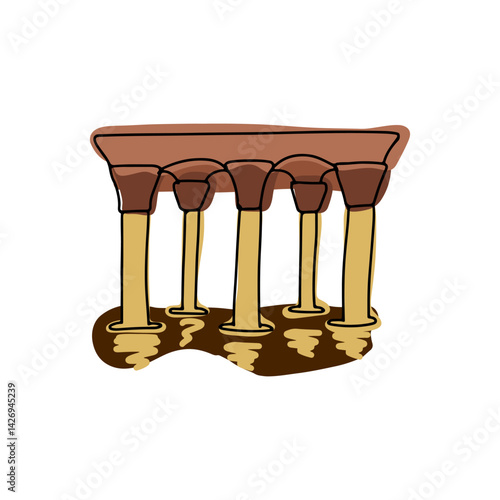 Yerebatan Sarnici, The Basilica Cistern, or Cisterna Basilica, , liner hand drawn vector illustration.