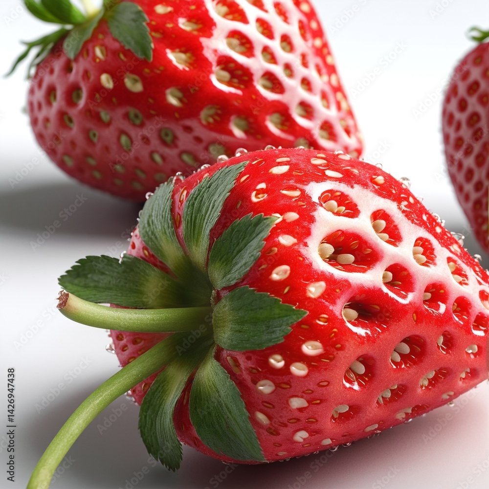 Fresh strawberry fruits on grey background.