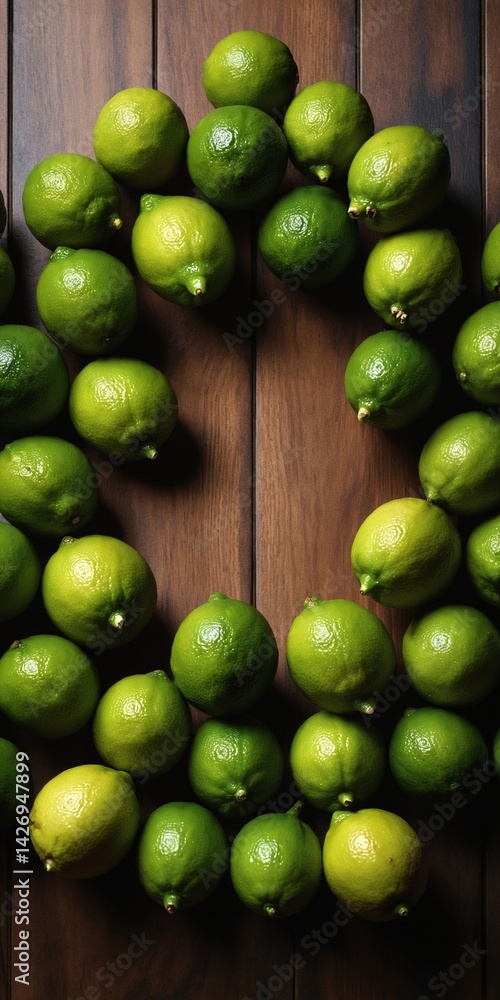 Lime fruits on dark wooden table