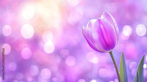 Obraz na płótnie Vibrantly colored tulip flowers in the spring, on a pastel,
soft color, blurred background. w salonie