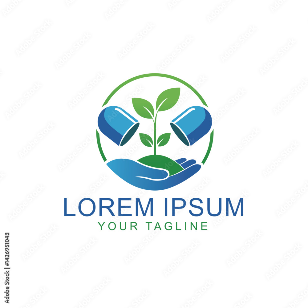 Fototapeta premium Pharmacy, Medicine, Organic Healthcare Logo Design Stock Vector