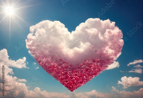 Obraz na płótnie Heart made from clouds in the sky. w salonie