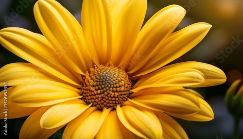 vibrant yellow flower bloom with smooth petals and intricate center detail for spring and summer decor