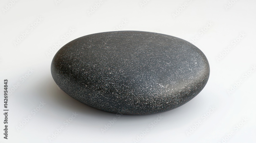 Smooth grey stone on white background, spa relaxation Smooth grey stone on white background, spa relaxation