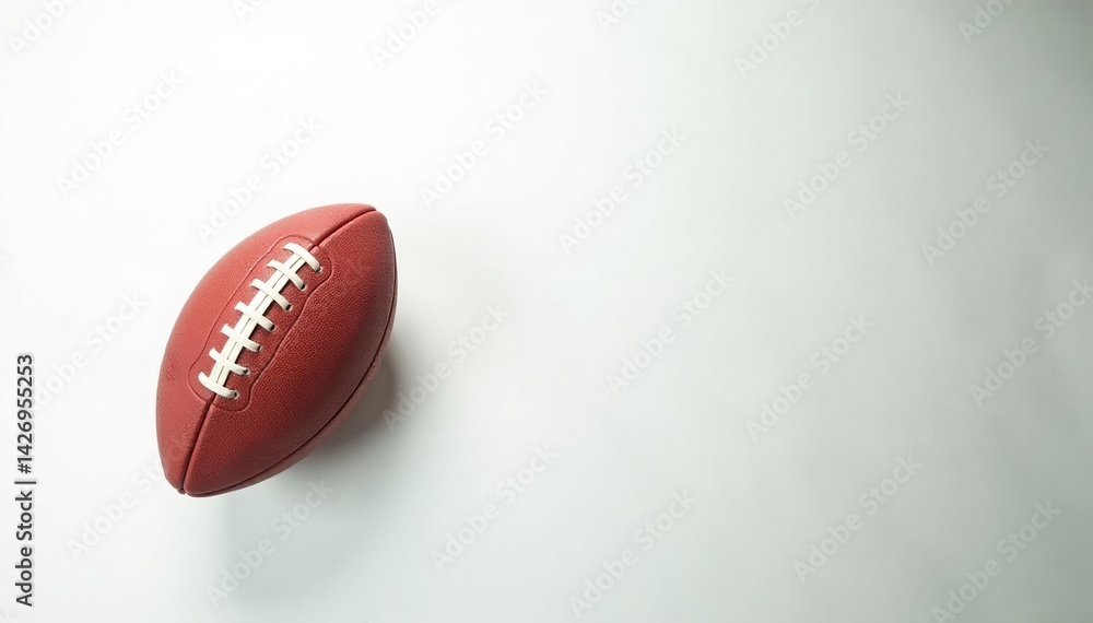 Overhead view, football on white backdrop Clean, simple composition , training, graphic Overhead view, football on white backdrop Clean, simple composition , training, graphic