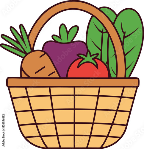 Colorful Basket of Fresh Vegetables Representing Healthy Organic Produce

