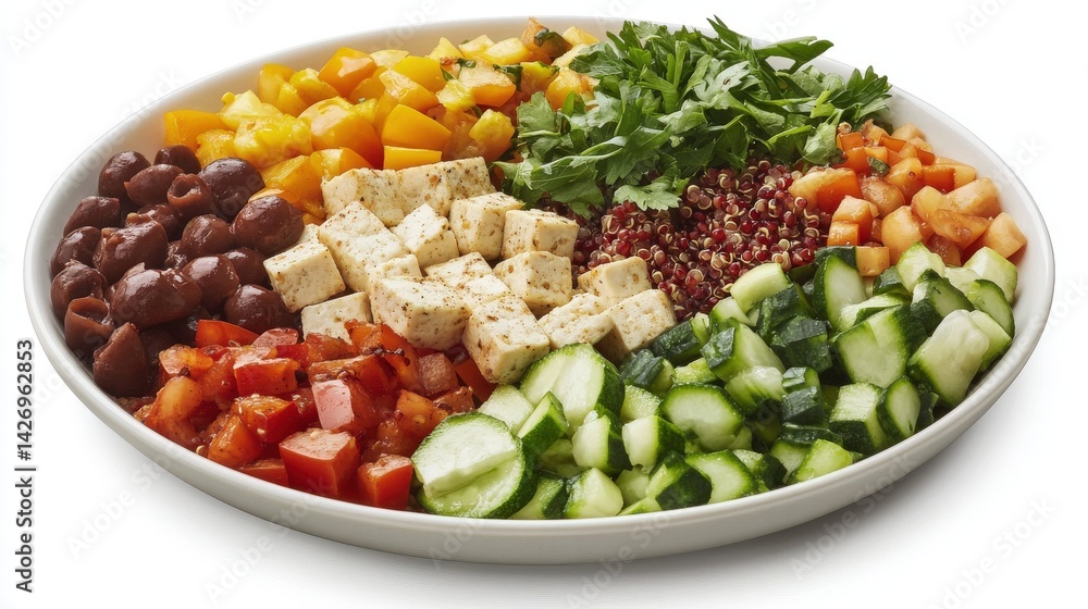 A Colorful Vegetarian Salad Bowl with Various Healthy Ingredients A Colorful Vegetarian Salad Bowl with Various Healthy Ingredients