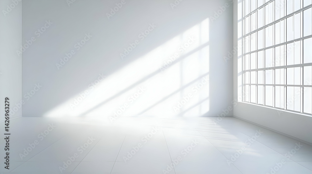 Obraz premium Bright White Interior Room With Large Window