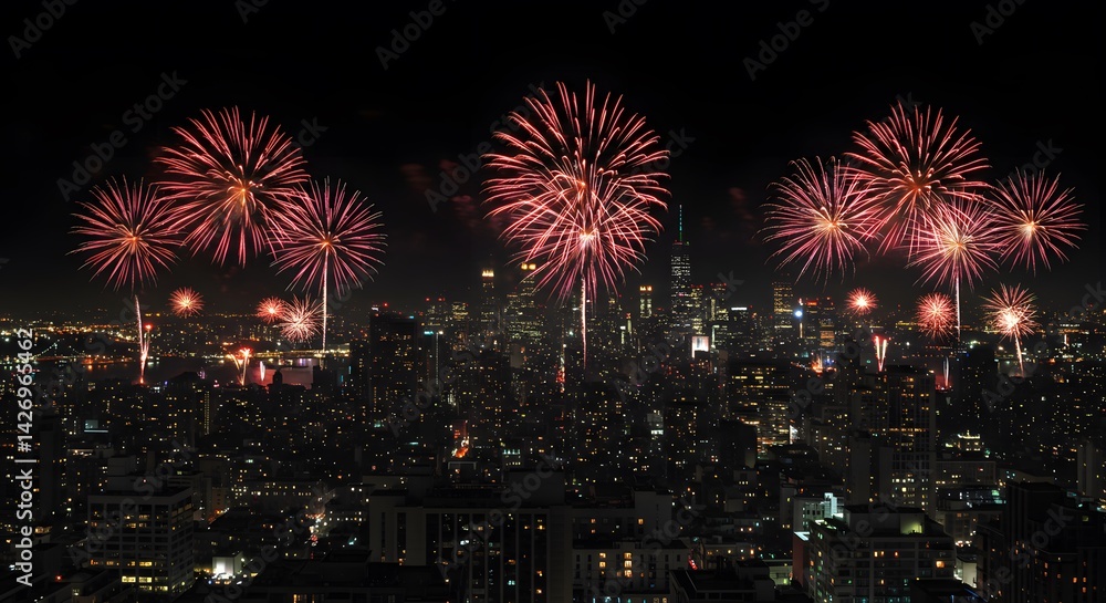fireworks in a big city fireworks in a big city