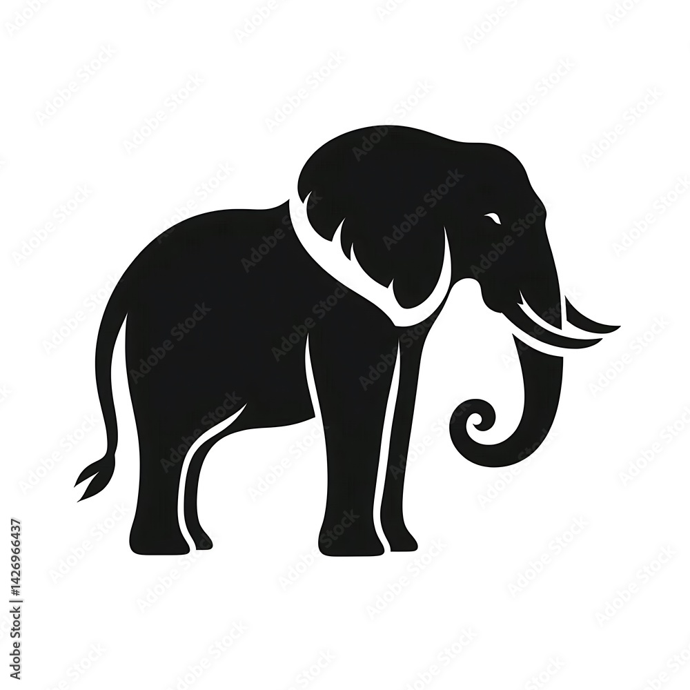 Fototapeta premium Elephant Silhouette Minimalist Black Vector Icon