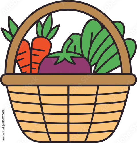 Colorful Basket of Fresh Vegetables Representing Healthy Organic Produce

