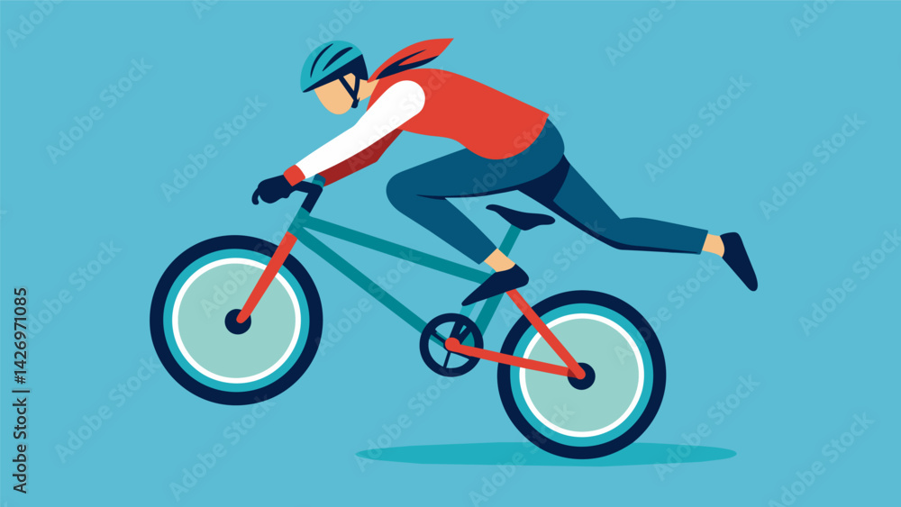 Fototapeta premium A rider pushes the limits with a Holy Grab trick touching their toes to the handlebars as they fly through the air.. Vector illustration