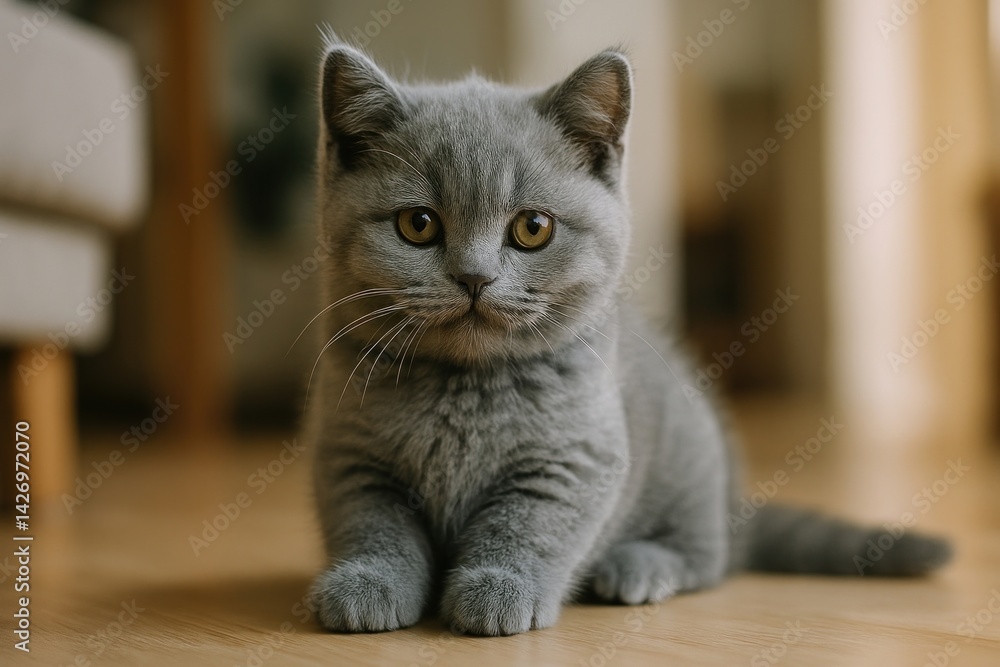 Adorable gray kitten indoors. Adorable gray kitten indoors.