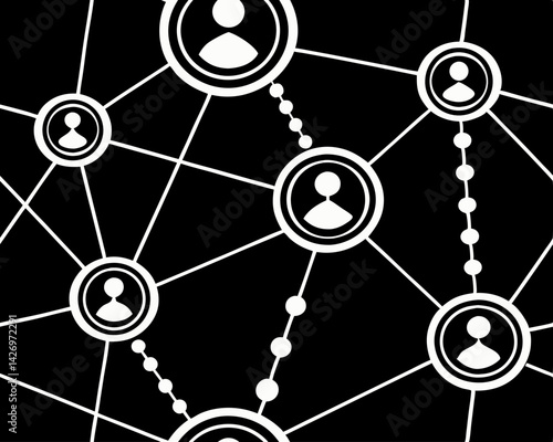 social network connection, seamless pattern