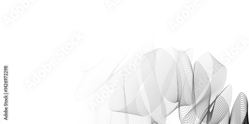 Abstract colorful wavy stripes on white background isolated, minimalistic geometric background with black and white wavy lines form spiral ribbon. Graphic design template banner, vector illustrator.