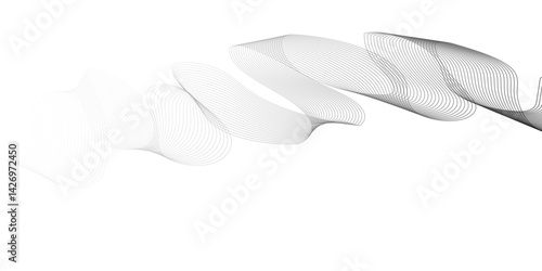 Abstract colorful wavy stripes on white background isolated, minimalistic geometric background with black and white wavy lines form spiral ribbon. Graphic design template banner, vector illustrator.