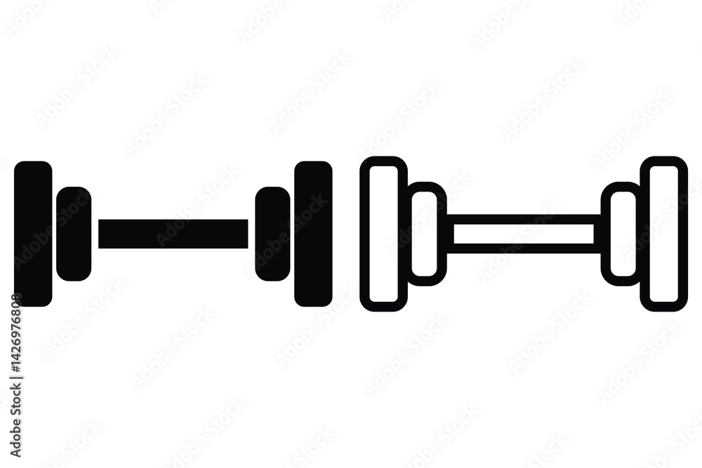 Dumbbell icon collection. Minimalist Dumbbell Fitness symbol vector illustration. Dumbbell icon collection. Minimalist Dumbbell Fitness symbol vector illustration.