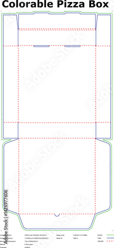 Colorable Pizza Box Die Cut Template For Packaging Design And Production