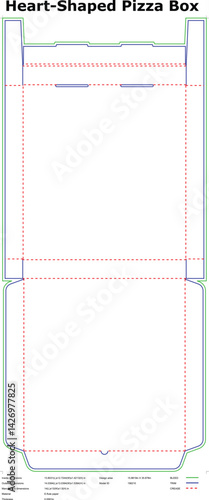 Heart Shaped Pizza Box Die Cut Template Vector For Valentines Day Packaging