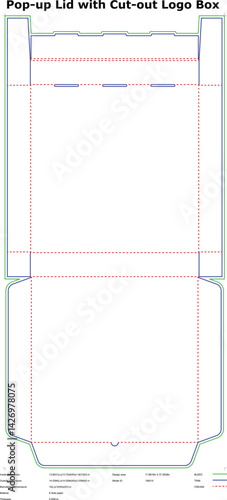 Popup Lid With Cutout Logo Box Vector Template For Packaging Design