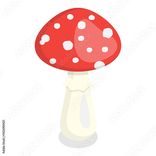3D Isometric Flat Vector Set of Mushrooms, Fungus Plants. Item 12