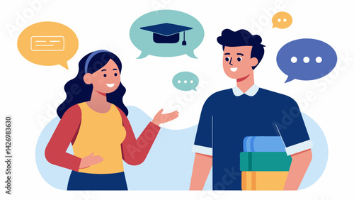 A man and woman talking about their different repayment plans for their student loans realizing the importance of open communication and compromise in. Vector illustration