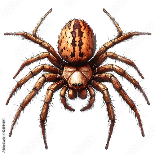 brown spider detailed view on white background clip art preview