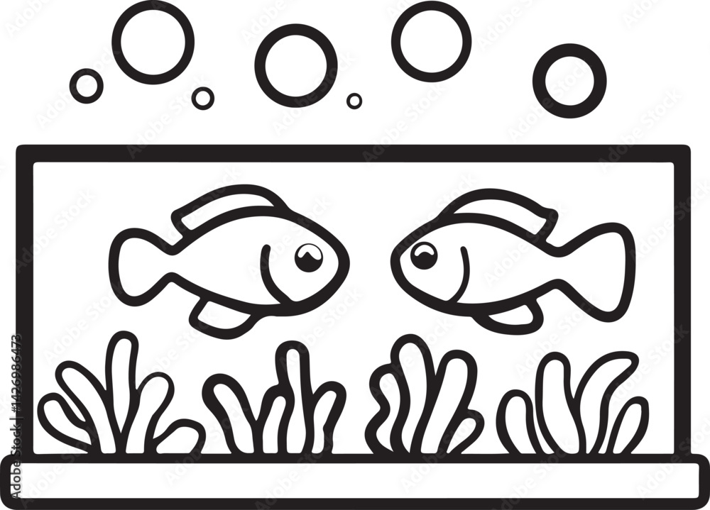 Obraz premium Fish Tank Flat Icon Vector Illustration on Transparent Background