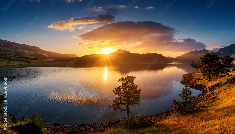 Fototapeta premium sunrise over the lake
