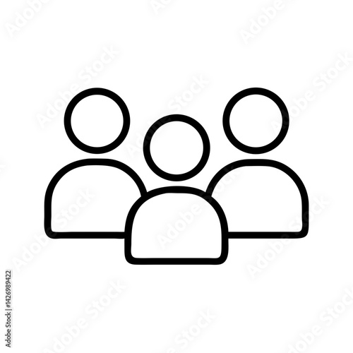 Three people outline icon against a white background  