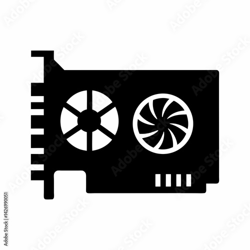 Graphics card silhouette vector image for computer hardware and gaming designs
