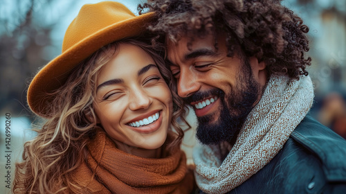 Close embrace of smiling couple with foreheads touching, backlit by warm lighting, capturing a moment of closeness.