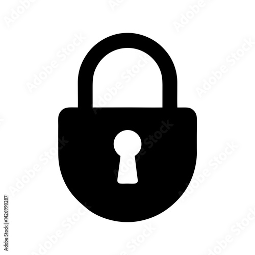 Padlock icon black silhouette symbol security privacy protection safety technology vector illustration