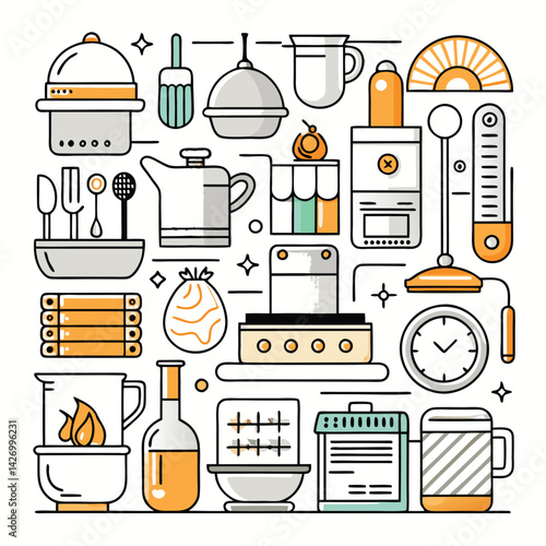 Colorful Kitchen Utensils and Appliances