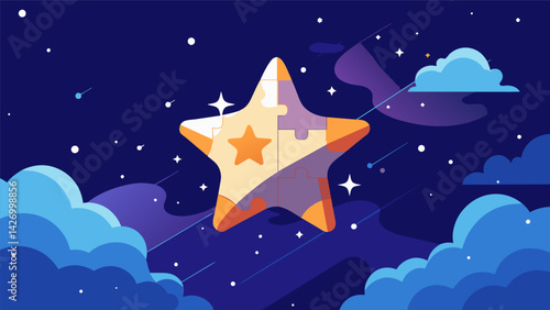 A starfilled sky resembling a puzzle illustrating the complexity and depth of Stoic philosophy.. Vector illustration