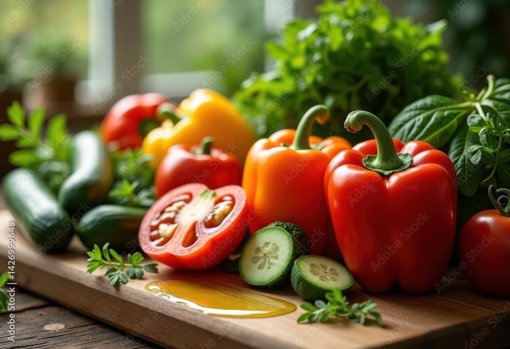 vibrant vegetable assortment arrayed rustic wooden cutting board fresh organic produce culinary garden medley, tomato, cucumber, carrot, pepper, zucchini vibrant vegetable assortment arrayed rustic wooden cutting board fresh organic produce culinary garden medley, tomato, cucumber, carrot, pepper, zucchini