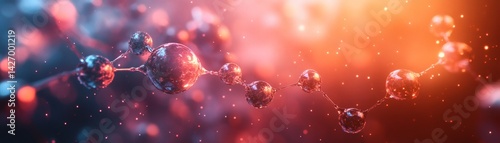 A complex network of molecules glows brightly against a colorful background, evoking a sense of scientific discovery and innovation.