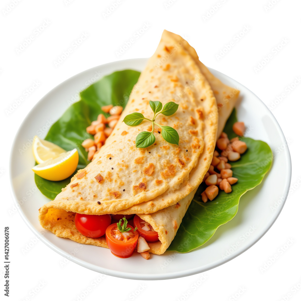 Delicious fresh omelette with herbs and tomatoes. Delicious fresh omelette with herbs and tomatoes.