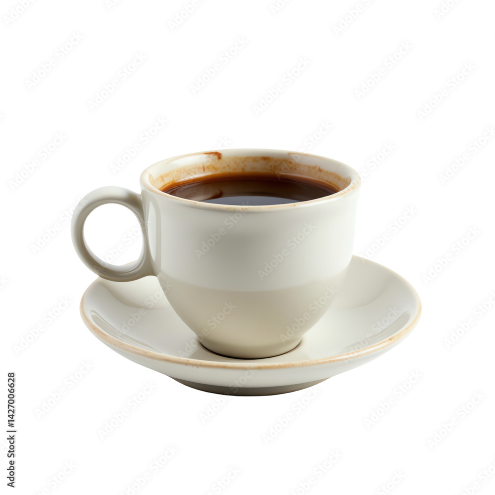 A classic cup of coffee on a saucer. A classic cup of coffee on a saucer.