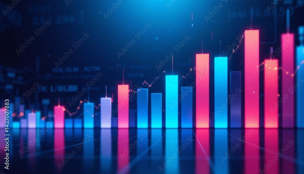 Fototapeta premium Financial, Economic Dollar Stock Background Image, Graph, Banner Texture Advertising Poster