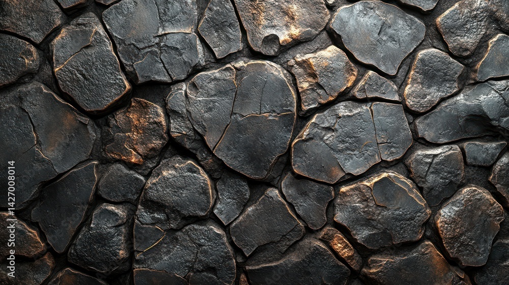Fototapeta premium Dark, textured stone wall background