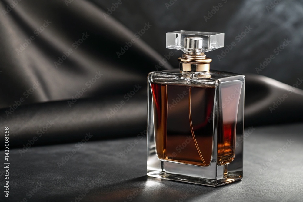 Luxury mens perfume bottle on dark background with space - generated by ai Luxury mens perfume bottle on dark background with space - generated by ai