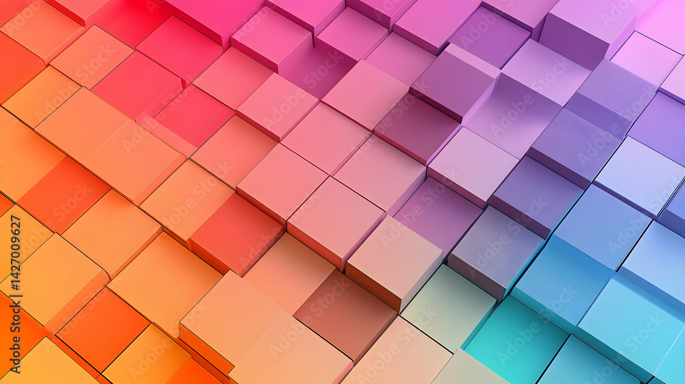 Abstract Colorful Geometric Cubes Pattern Abstract Colorful Geometric Cubes Pattern