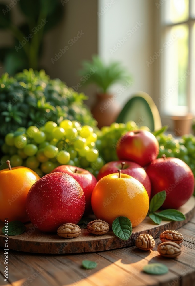 vibrant fresh fruits vegetables arrangement rustic wooden table healthy eating delight colourful produce, nature, colorful, organic, food, market