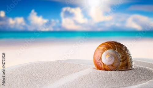 beach sea snail shell tropical white sand closeup