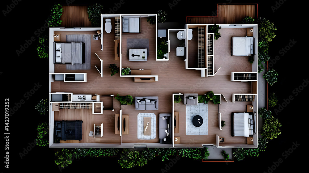Modern House Plan Layout Top View