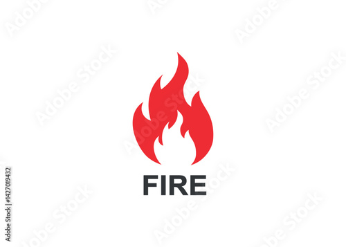 Fire flame logo design vector template. Bonfire silhouette shape used as logo badge or emblem. Flat concept icon isolated on white background. Ideal for outdoor, heat, and energy themes