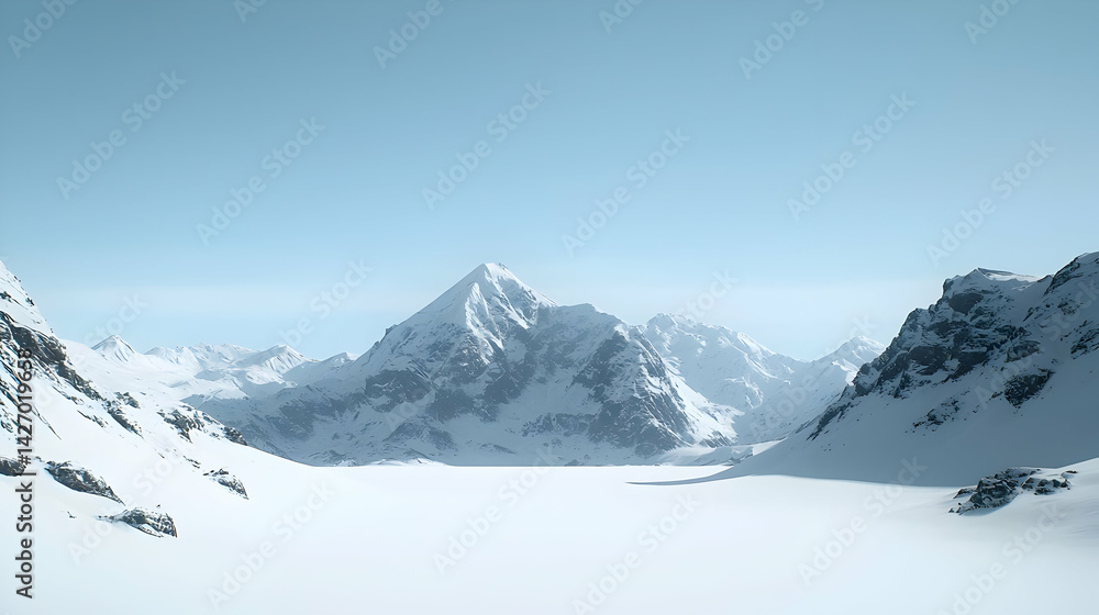 Naklejka premium Pixelated Snowy Mountainscape